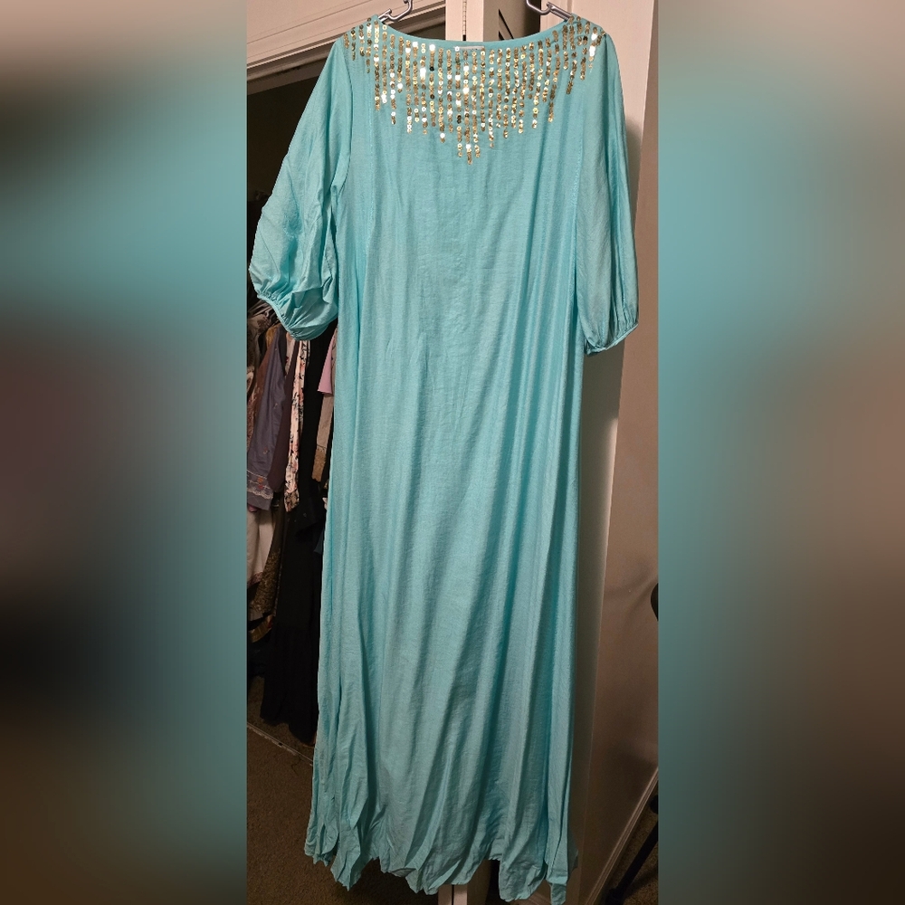 Light Blue Puff Sleeve Dress